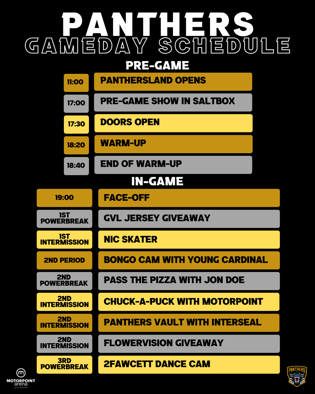 7PM FACE-OFF SCHEDULE